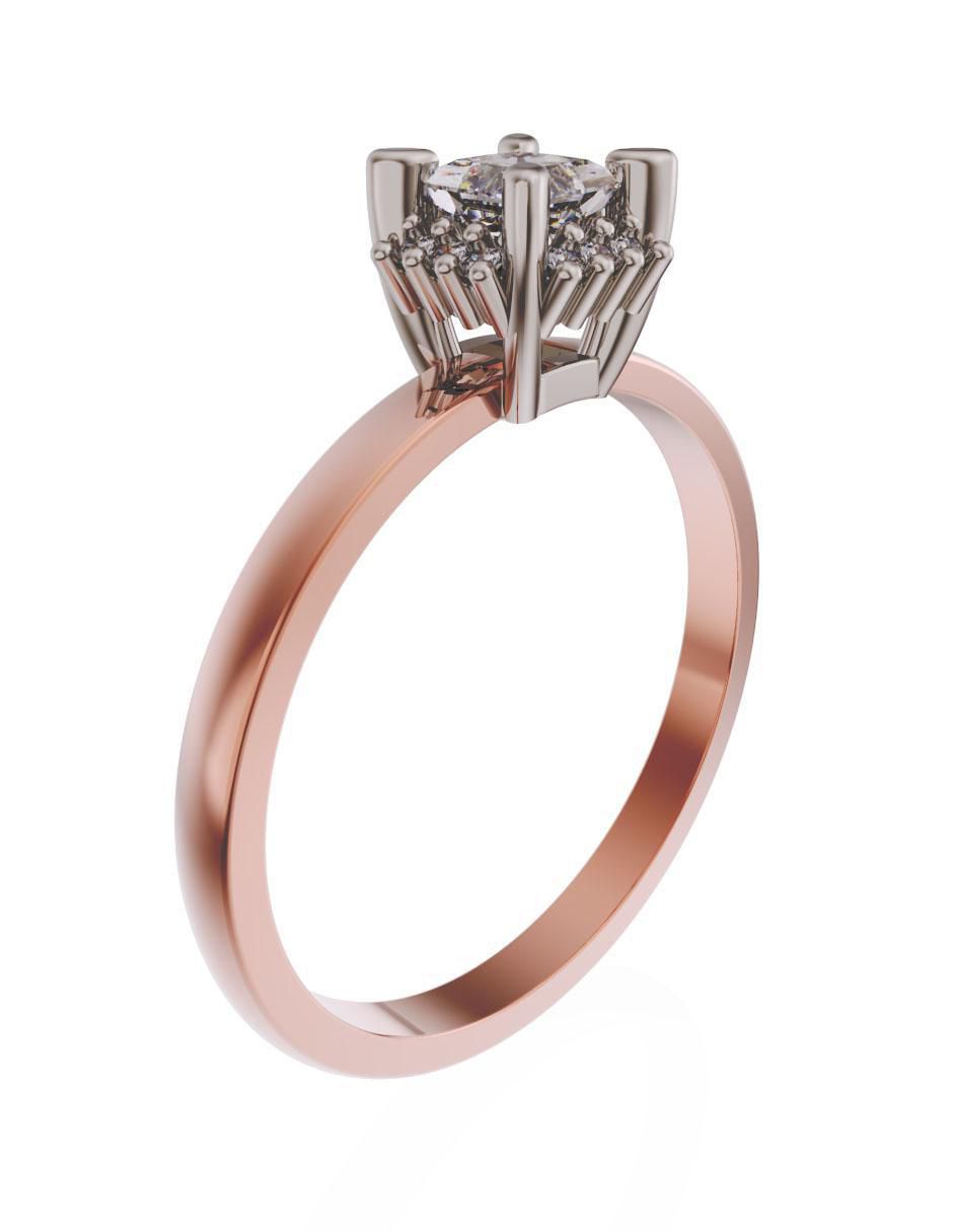 Anillo de compromiso de oro 14 k diamante 3