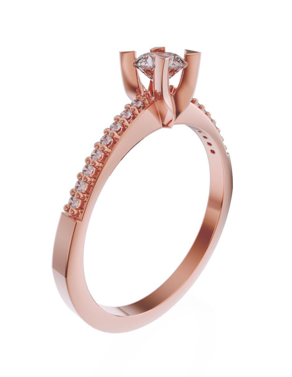 Anillo de compromiso de oro 14 k diamante 3