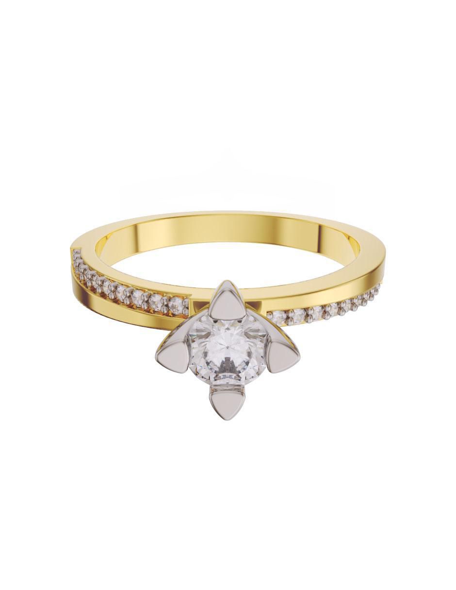 Anillo de compromiso de oro 14 k diamante