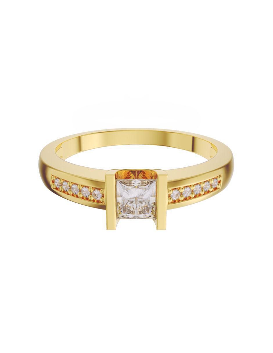 Anillo de compromiso de oro 14 k diamante