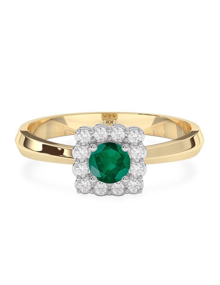 Anillo de compromiso de oro 14 k esmeralda