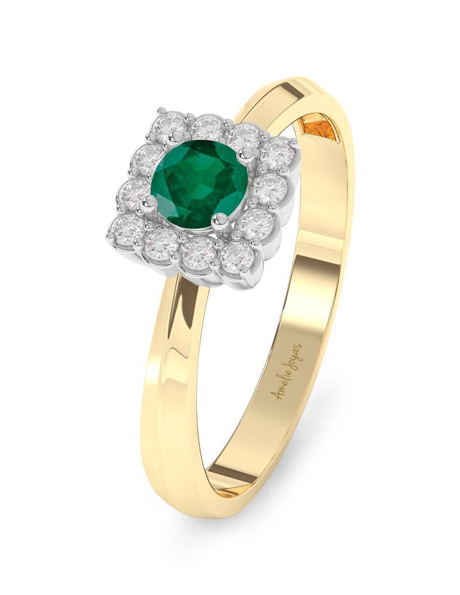 Anillo de compromiso "de" oro 14 k amelie joyas sin colección esmeralda