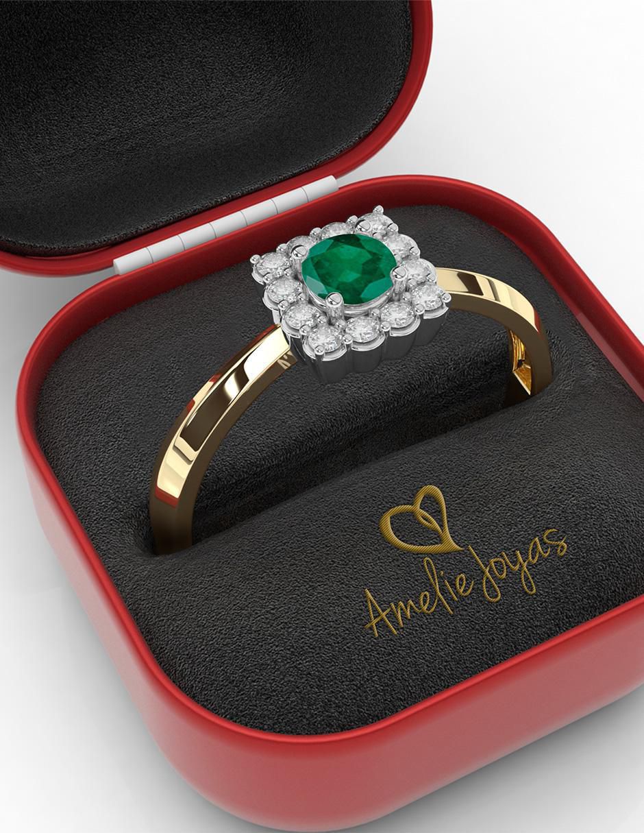 Anillo de compromiso "de" oro 14 k amelie joyas sin colección esmeralda