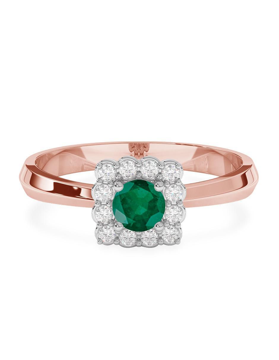 Anillo de compromiso de oro 14 k esmeralda