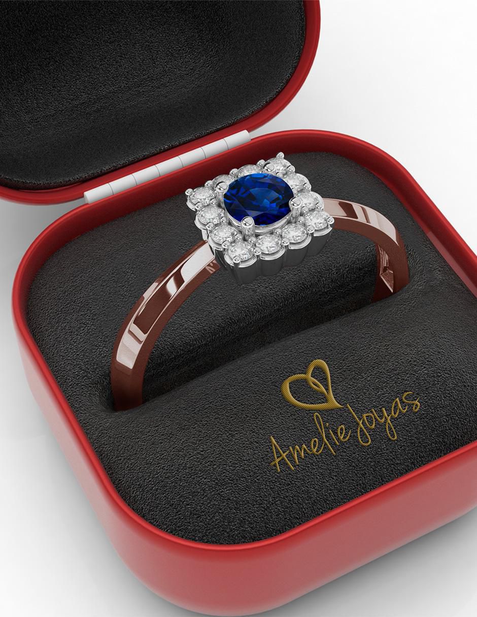 Anillo de compromiso de oro 14 k zafiro 4