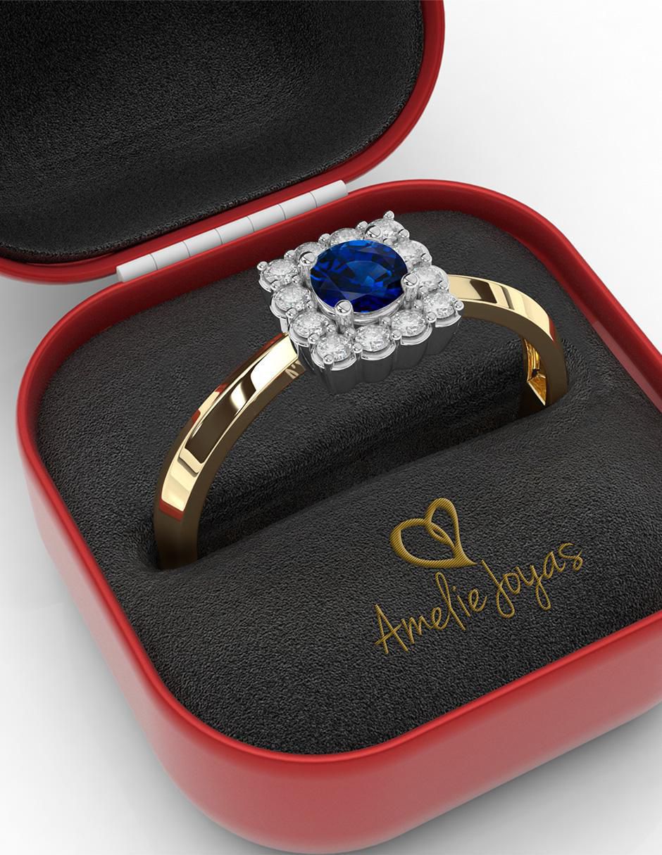 Anillo de compromiso "de" oro 14 k amelie joyas sin colección zafiro