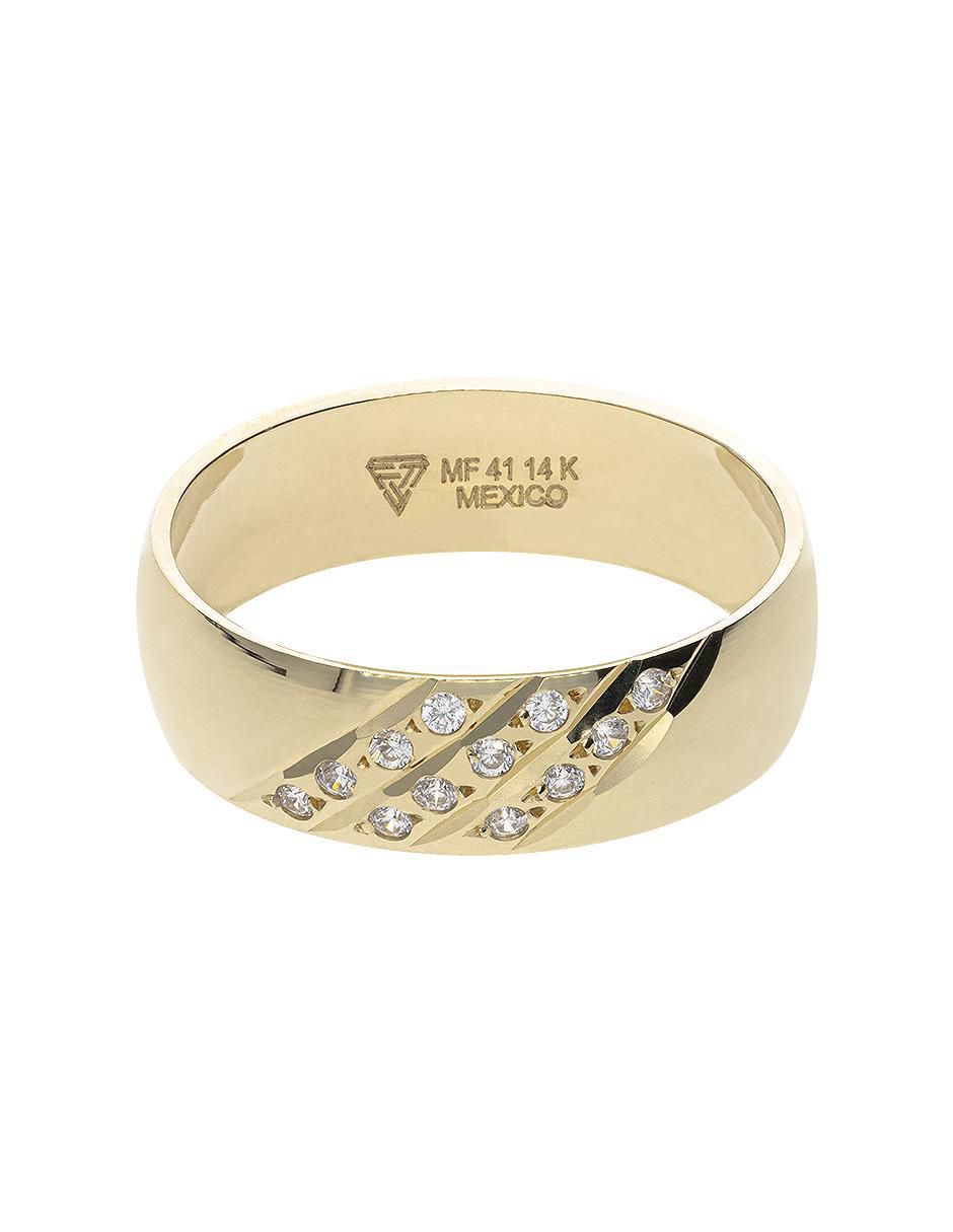 Argolla de oro amarillo 14 k My Love zirconia