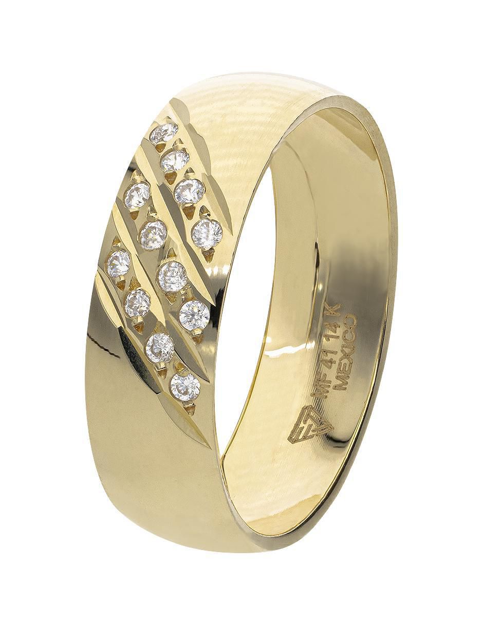 Argolla de oro amarillo 14 k My Love zirconia 2