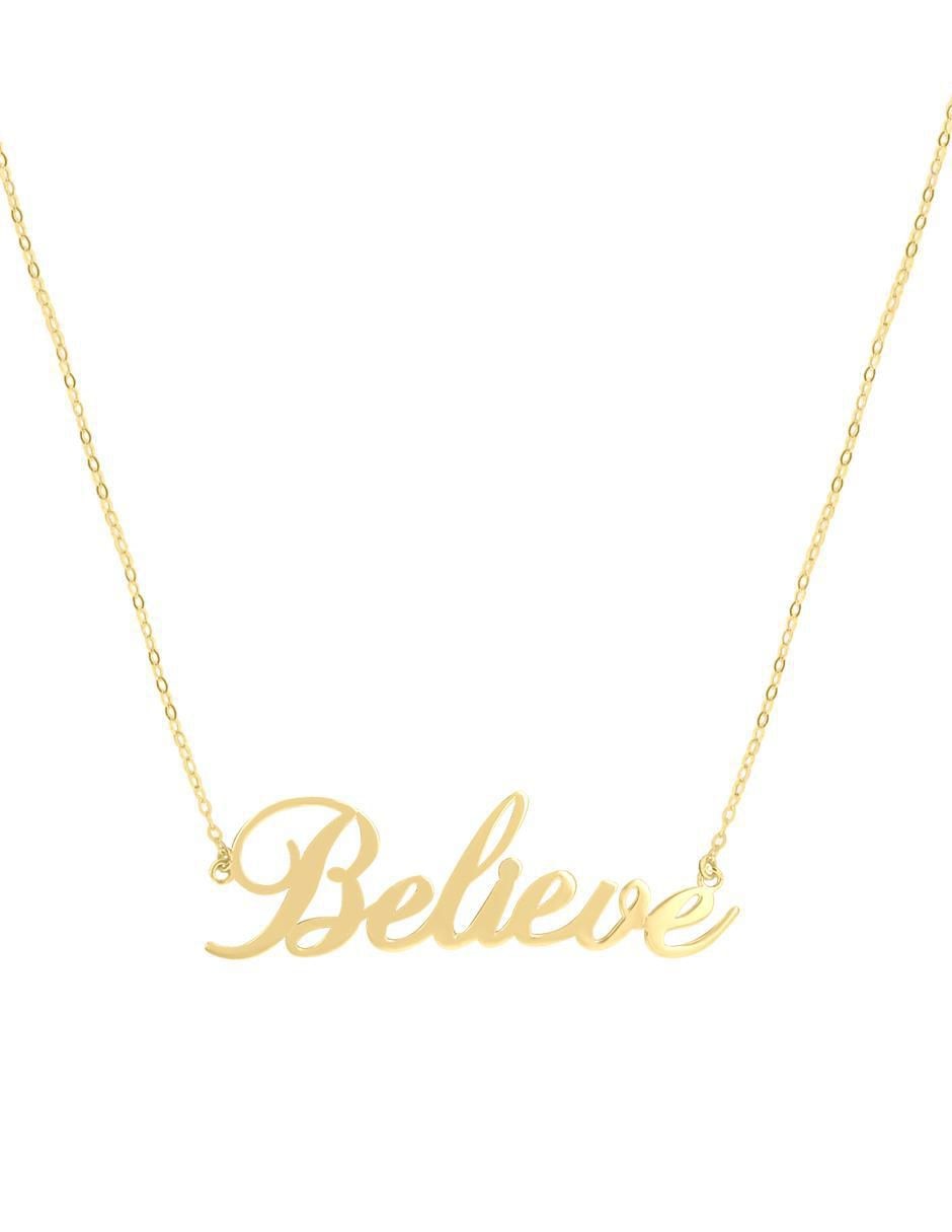 Colgante Y Dije de letras believe de oro 14 K
