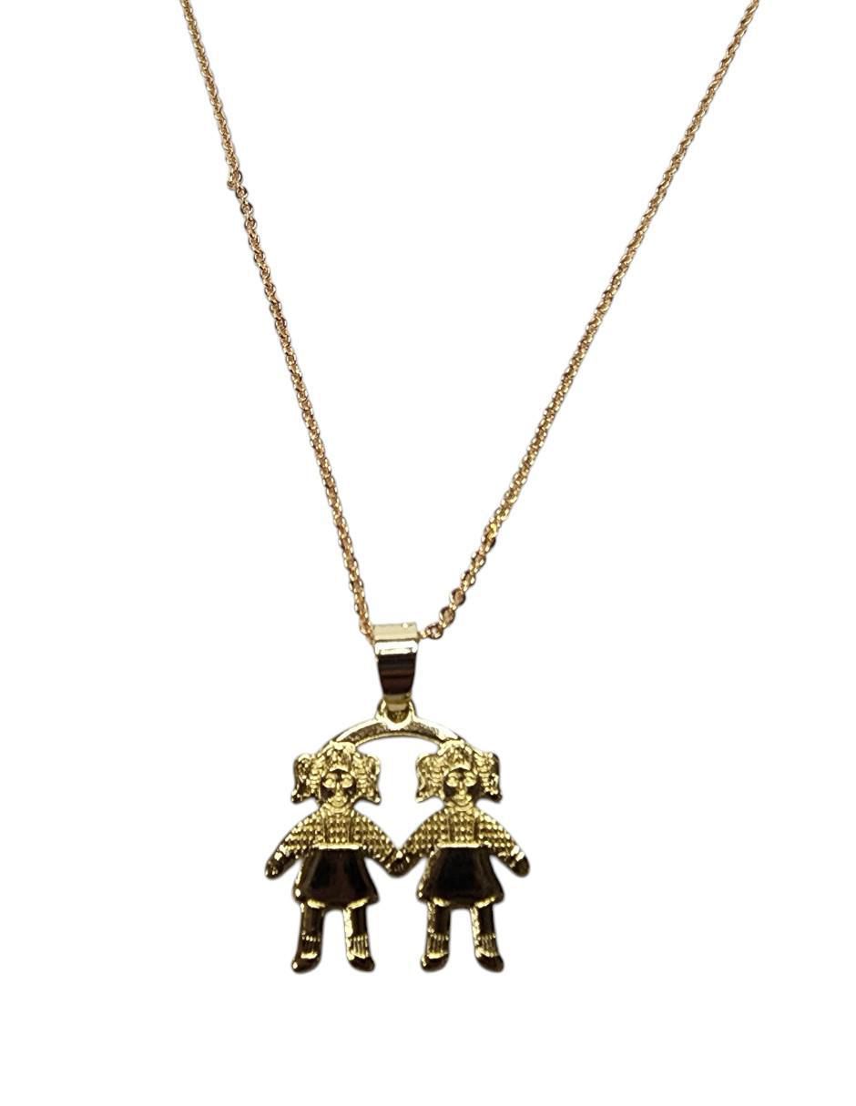 Collar con dije de niña de oro laminado 14 K 4