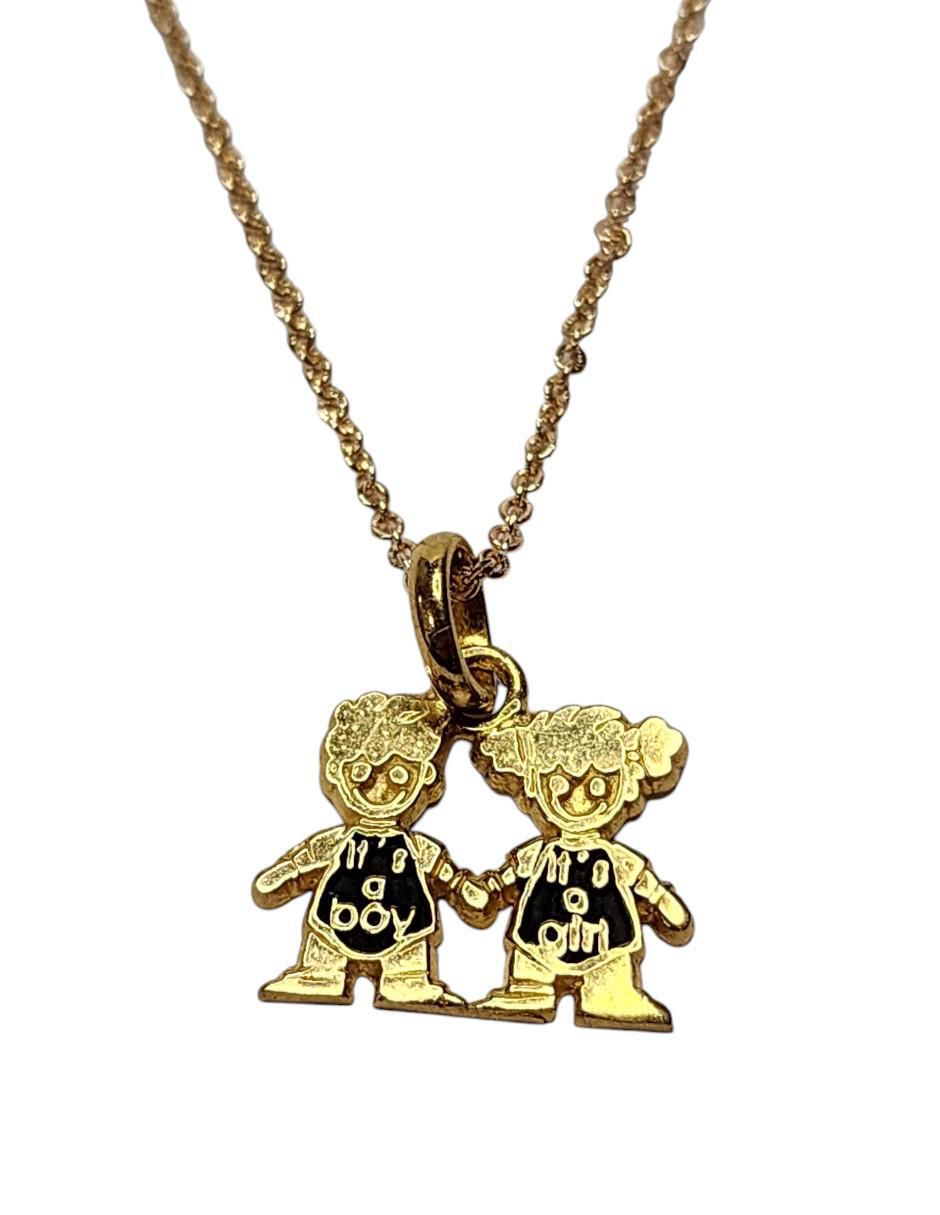 Collar con dije de niño de oro laminado 14 K Collar con dije de niño de oro laminado 14 K