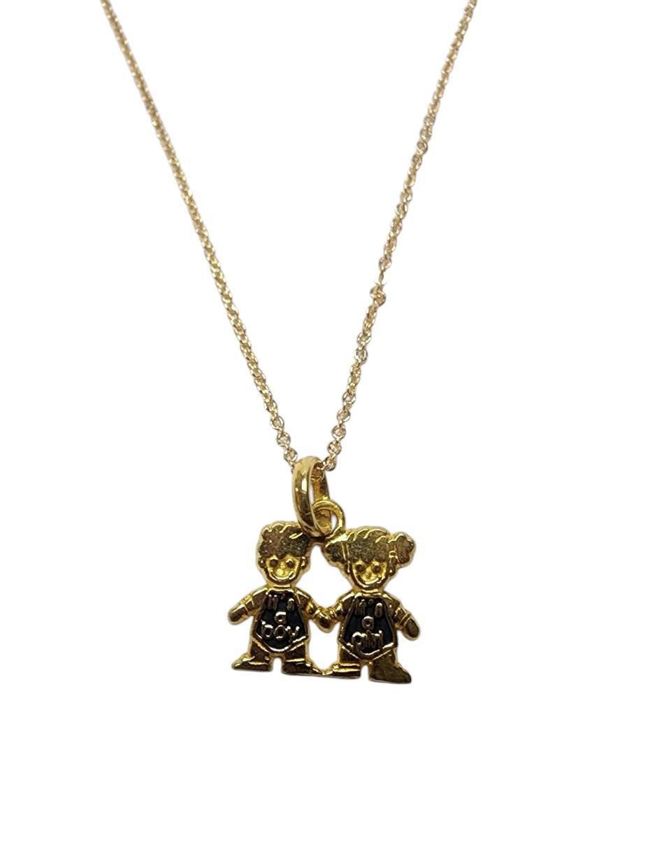 Collar con dije de niño de oro laminado 14 K 3