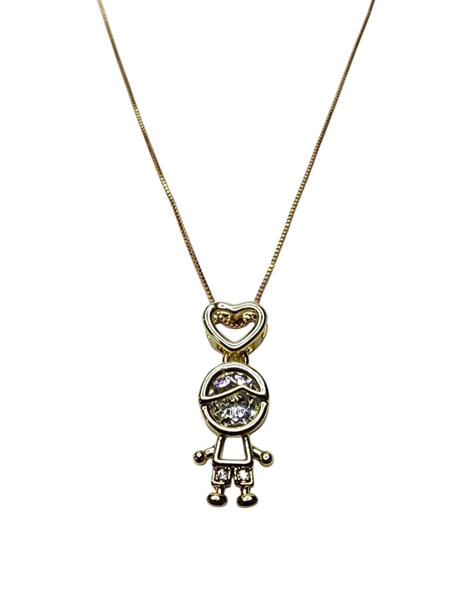 Collar con dije de niña de oro laminado 14 K 1