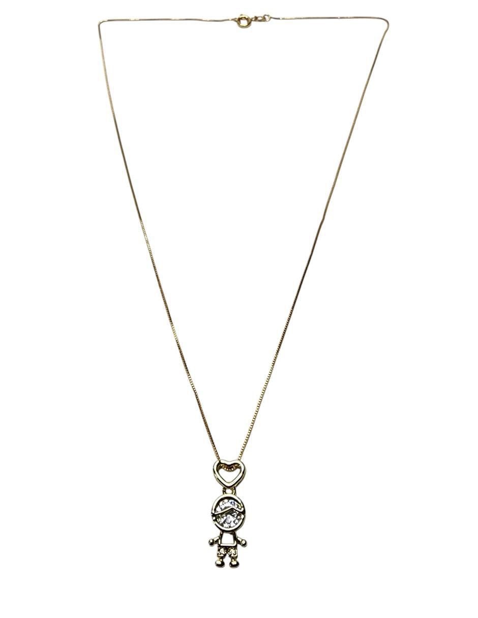 Collar con dije de niña de oro laminado 14 K 2