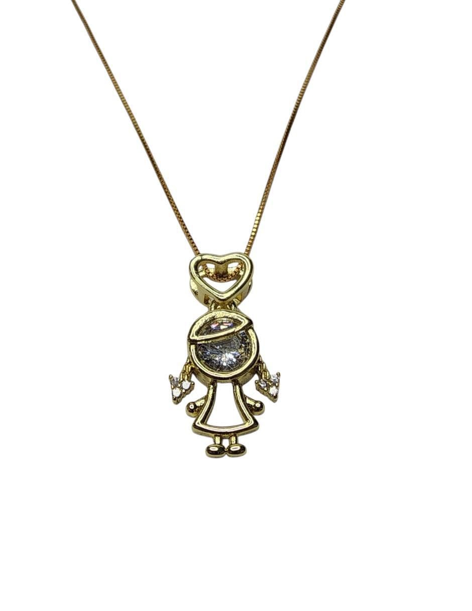 Collar con dije de niño de oro laminado 14 K 1