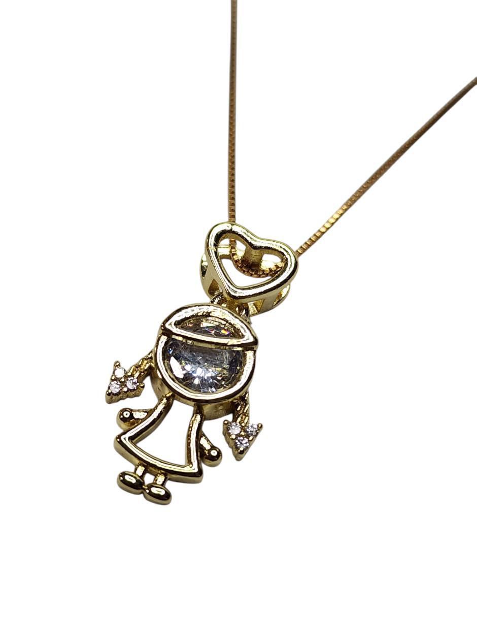 Collar con dije de niño de oro laminado 14 K 4