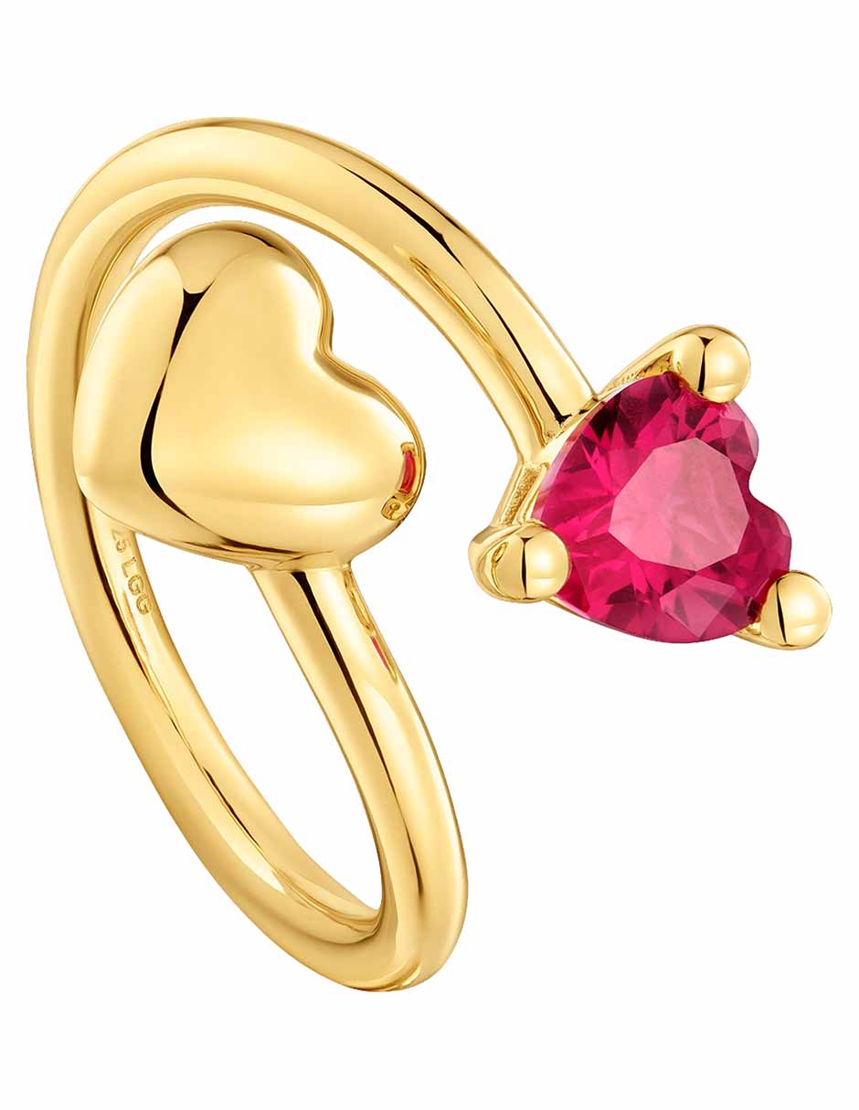Anillo de corazón Garden of Love de plata P 925 rubí con acabado baño de oro 2