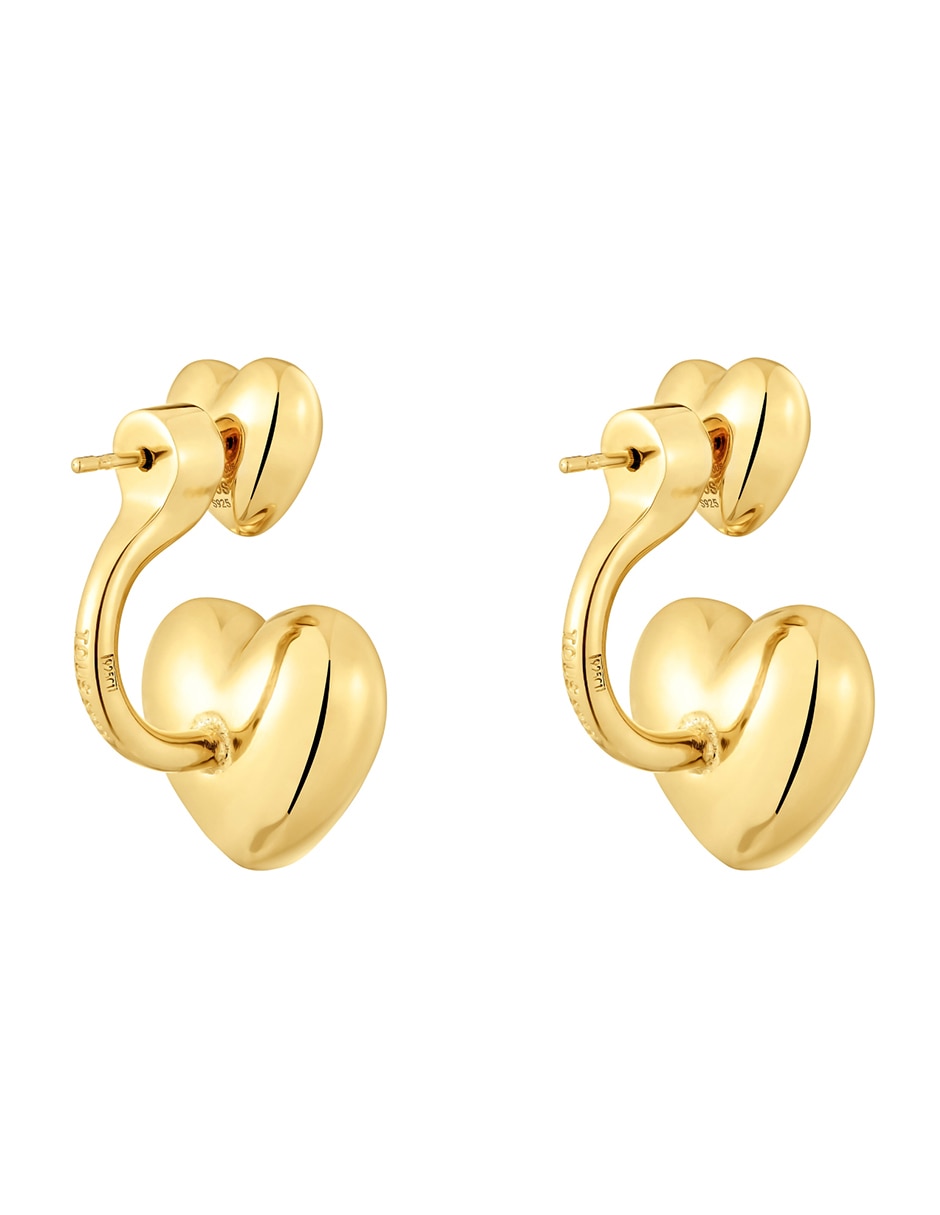 Aretes de corazón Garden Of Love de plata P 925 con acabado baño de oro 3