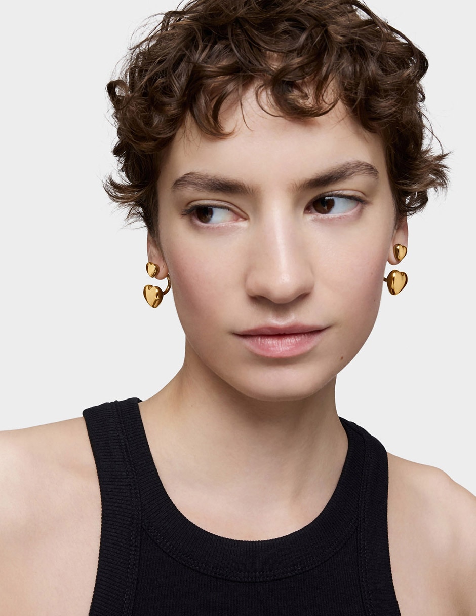 Aretes de corazón Garden Of Love de plata P 925 con acabado baño de oro 4