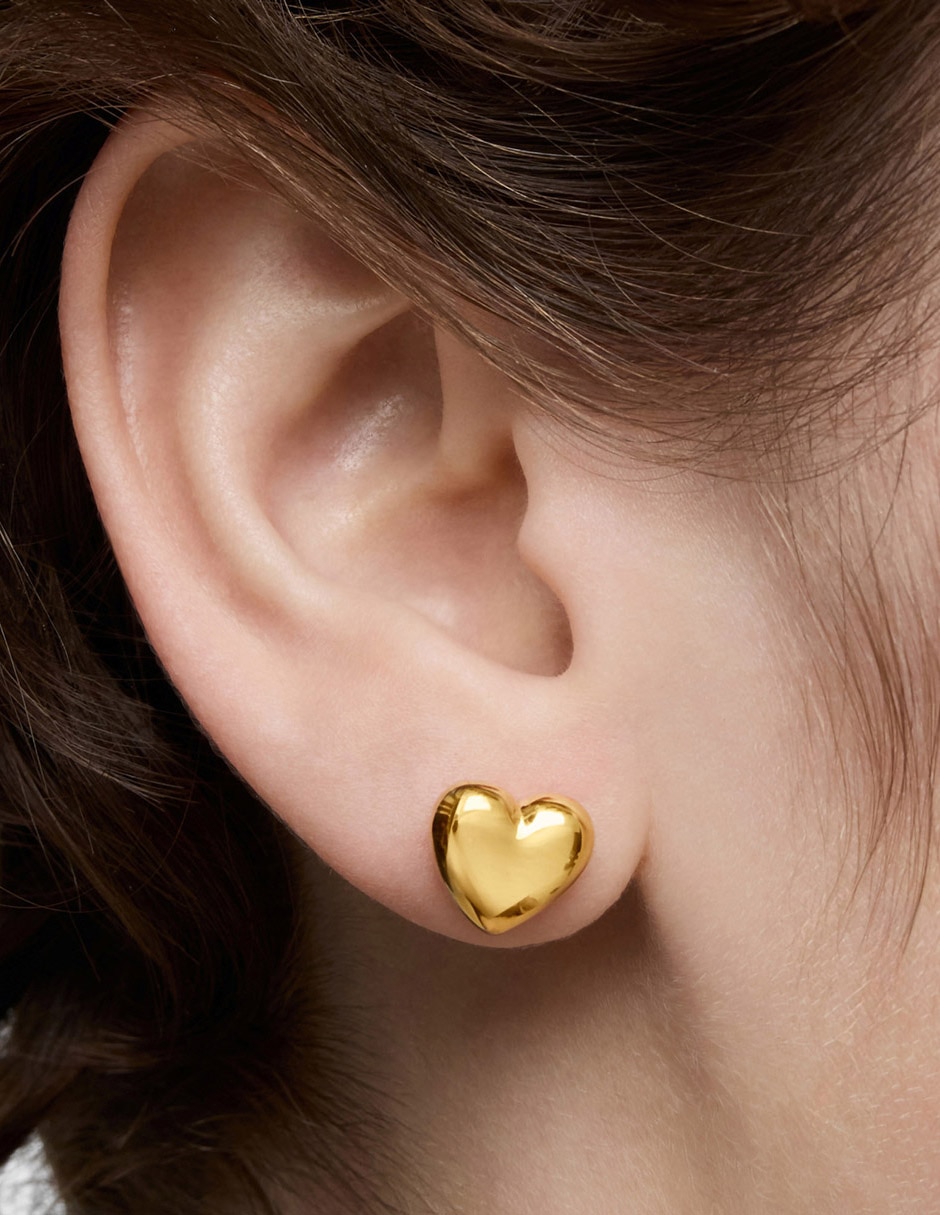 Aretes de corazón Garden Of Love de plata P 925 con acabado baño de oro 6
