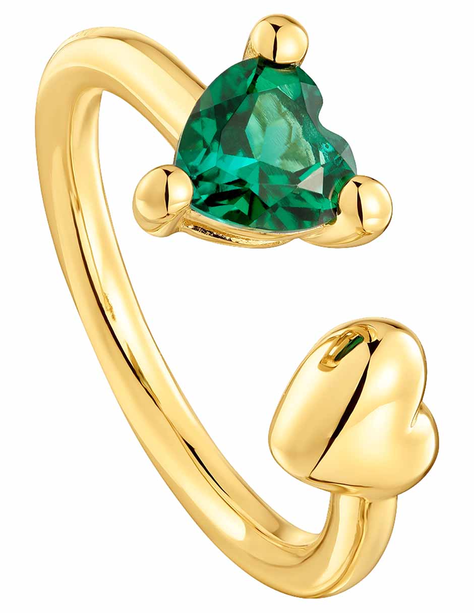 Anillo de corazón Garden of Love de plata P 925 esmeralda con acabado baño de oro 2