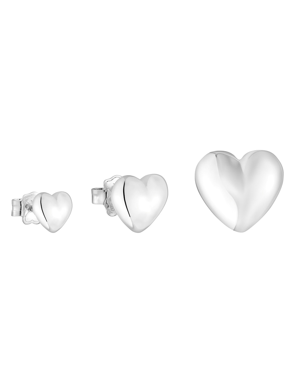 Set de aretes de corazón Garden Of Love de plata P 925 con acabado plateado Set de aretes de corazón Garden Of Love de plata P 925 con acabado plateado