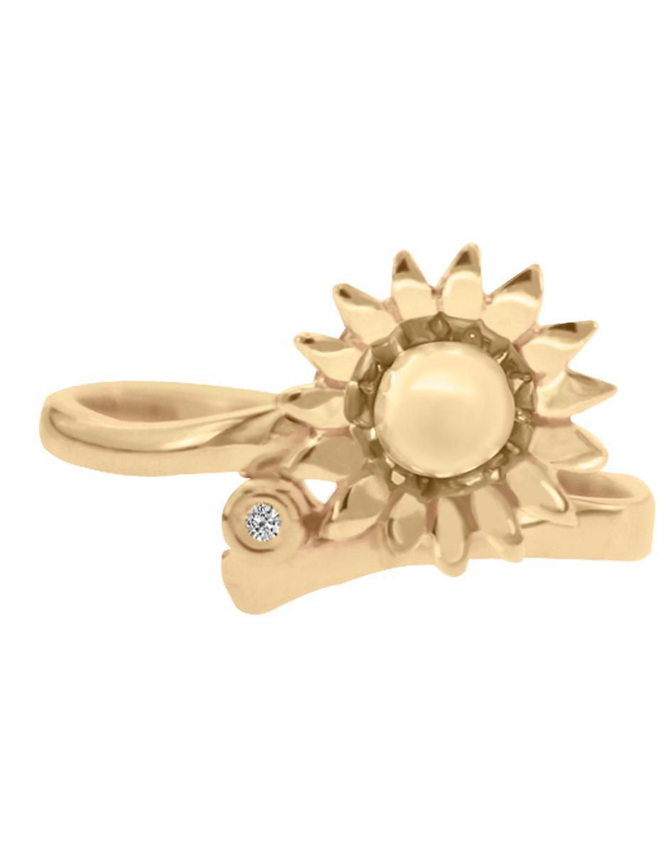 Anillo de flor Baris 14 k de oro amarillo diamante brillante