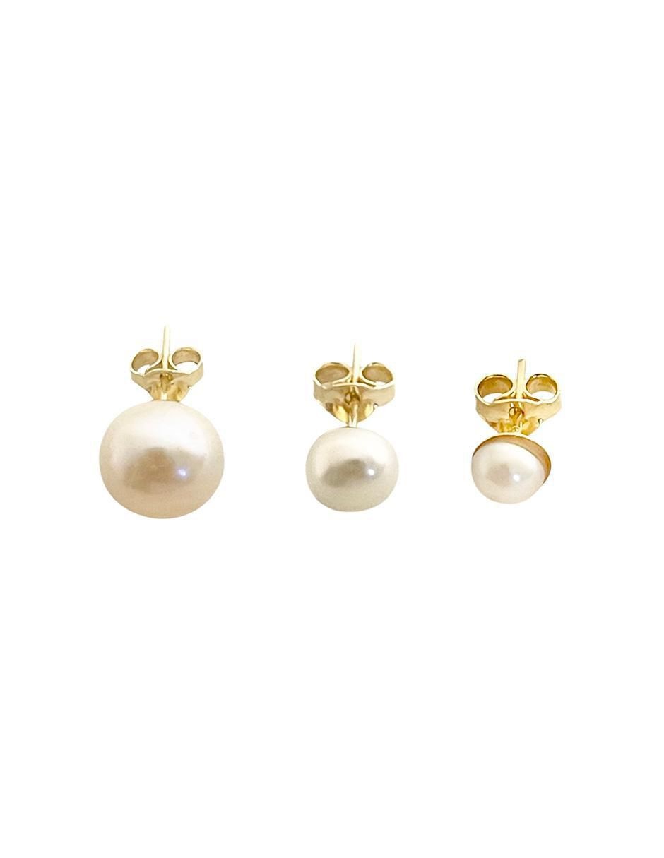 Broqueles redondos de oro perla 3