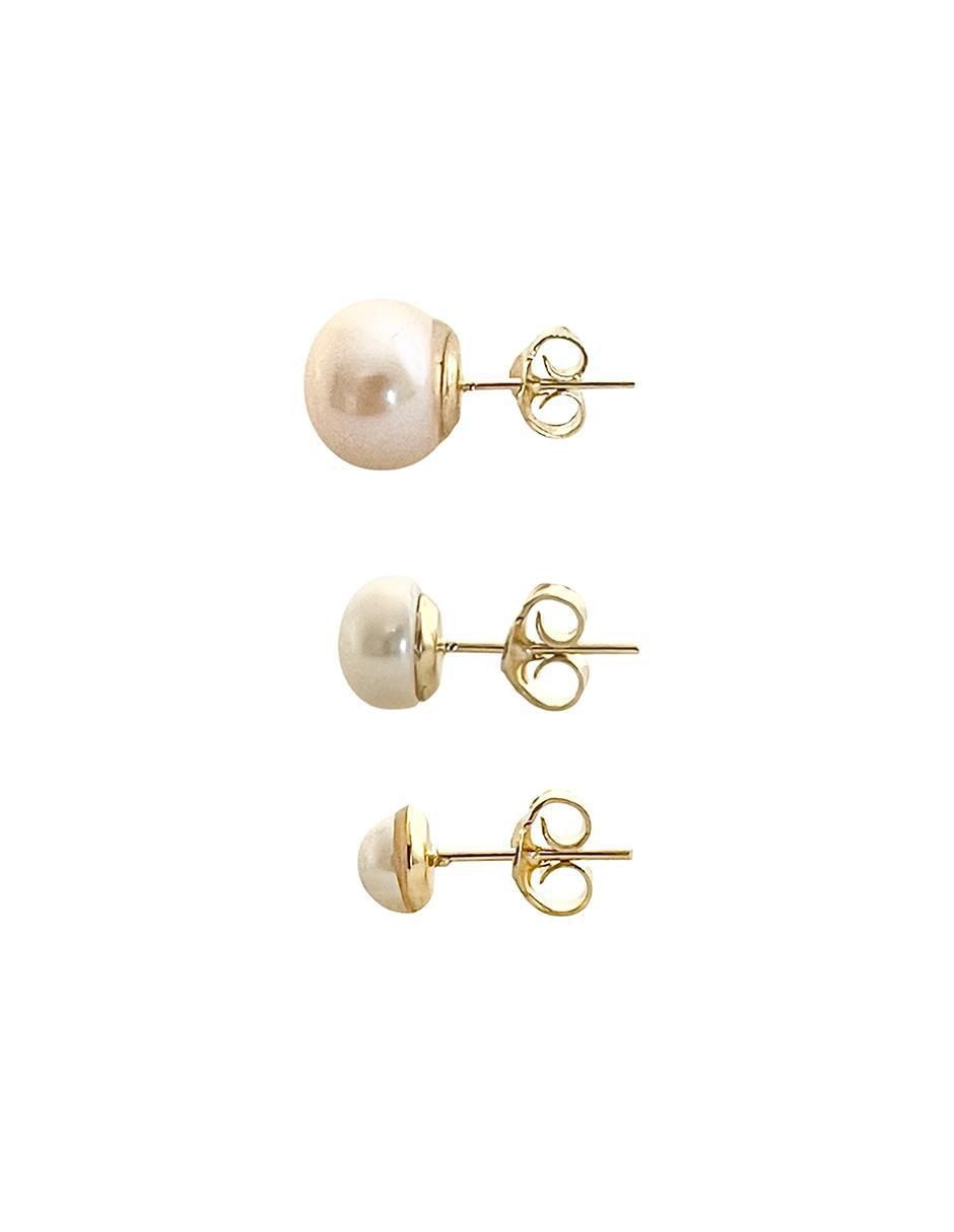 Broqueles redondos de oro perla 4