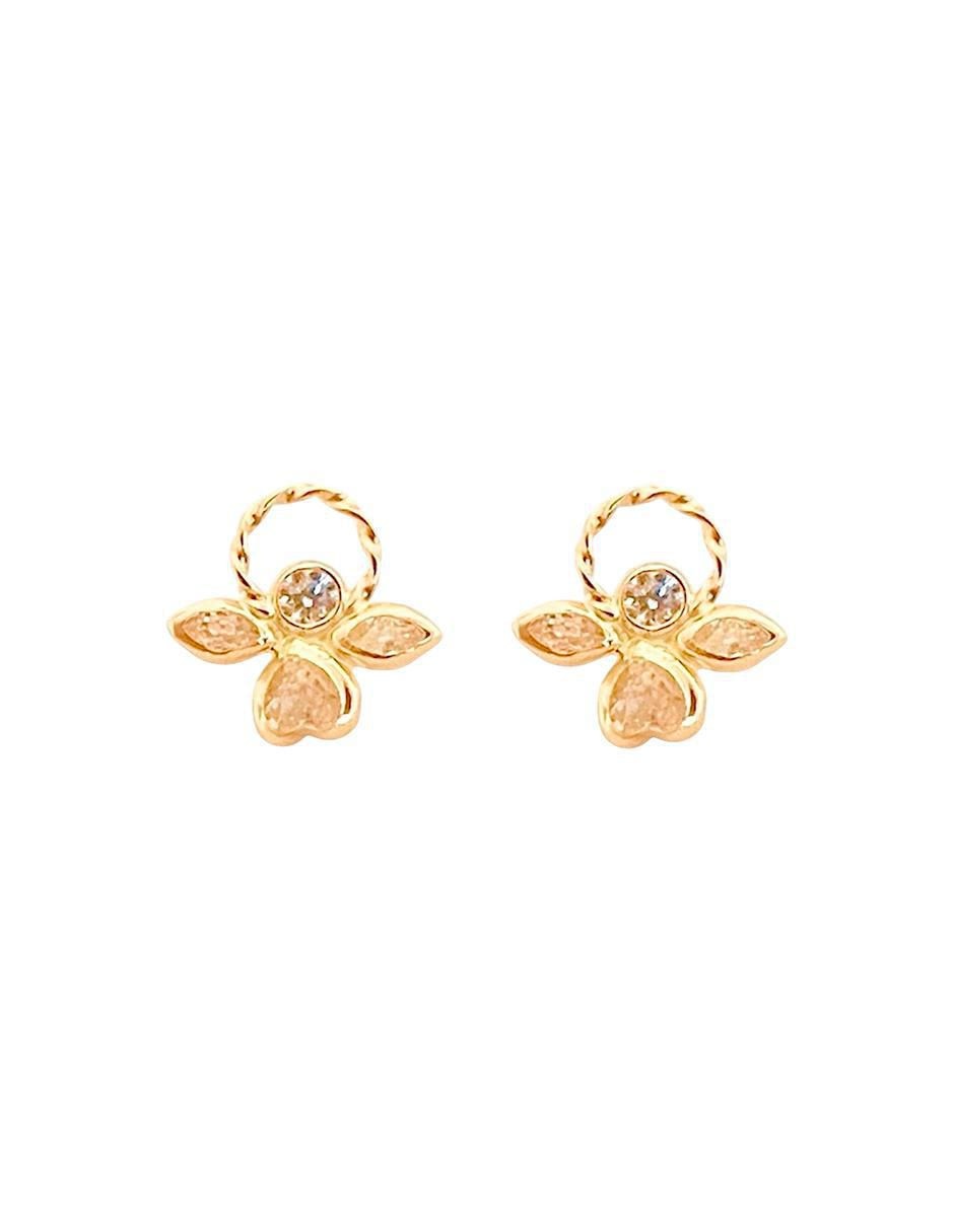 Broqueles de ángel de oro 10 K con acabado liso zirconia Broqueles de ángel de oro 10 K con acabado liso zirconia