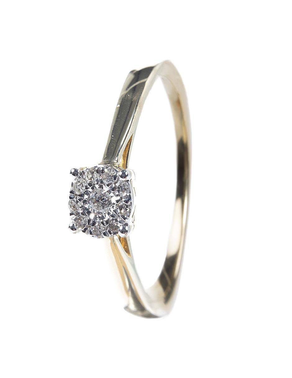 Anillo 14 k de oro diamante brillante