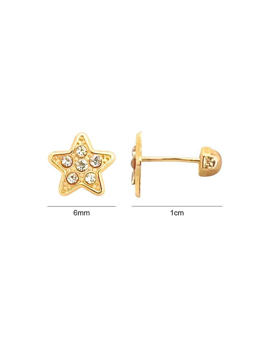 Broqueles de estrella de oro con acabado brillante zirconia 5