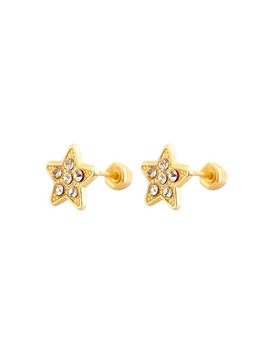Broqueles de estrella de oro con acabado brillante zirconia 3
