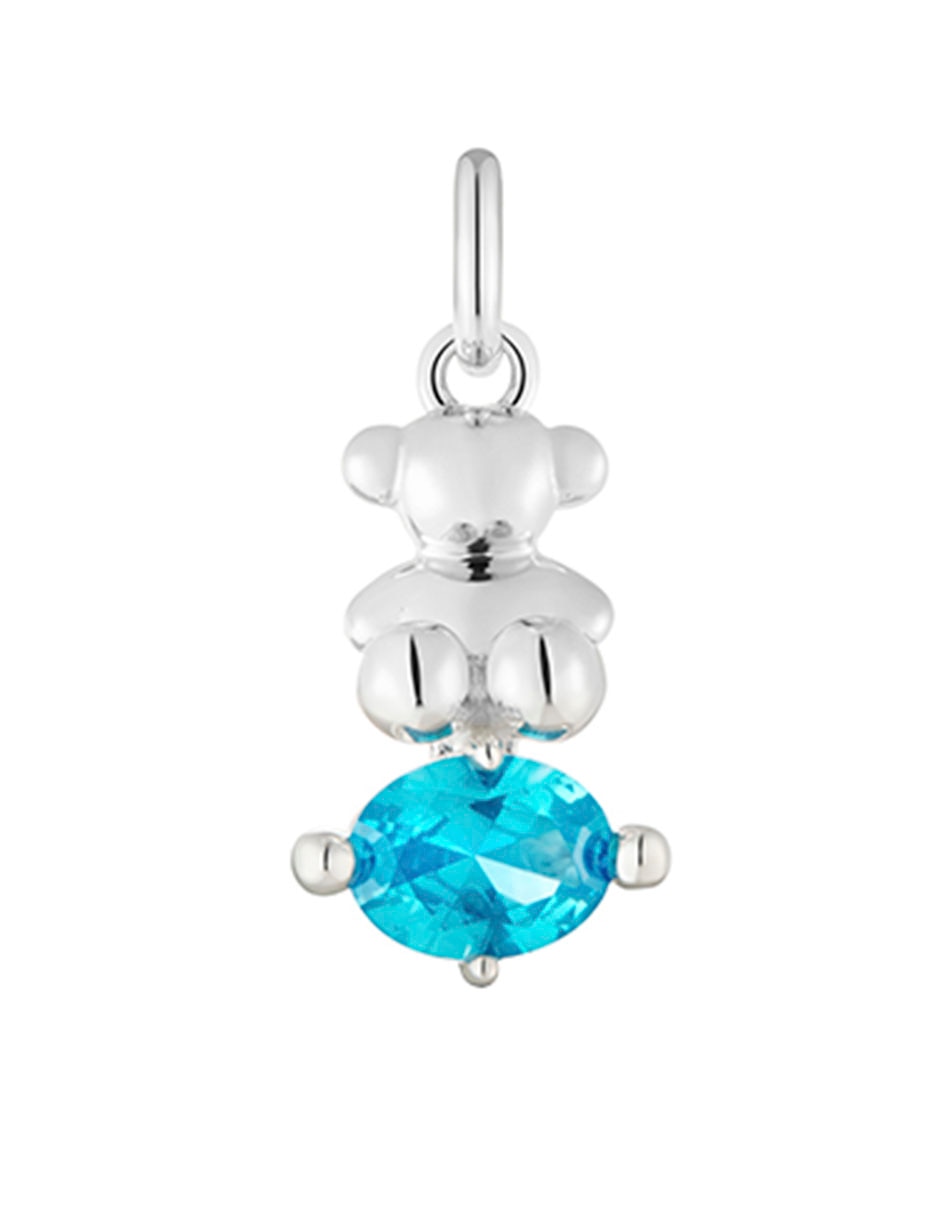 Plata 925 Colgante Tous Oso Azul Collar Corto De Plata Y Motivo