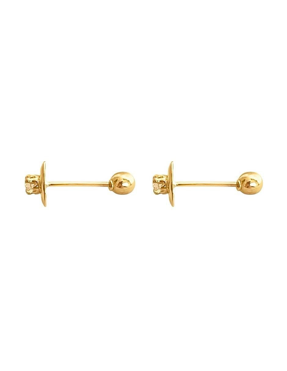 Broqueles de corazón de oro 10 K con acabado brillante zirconia 4