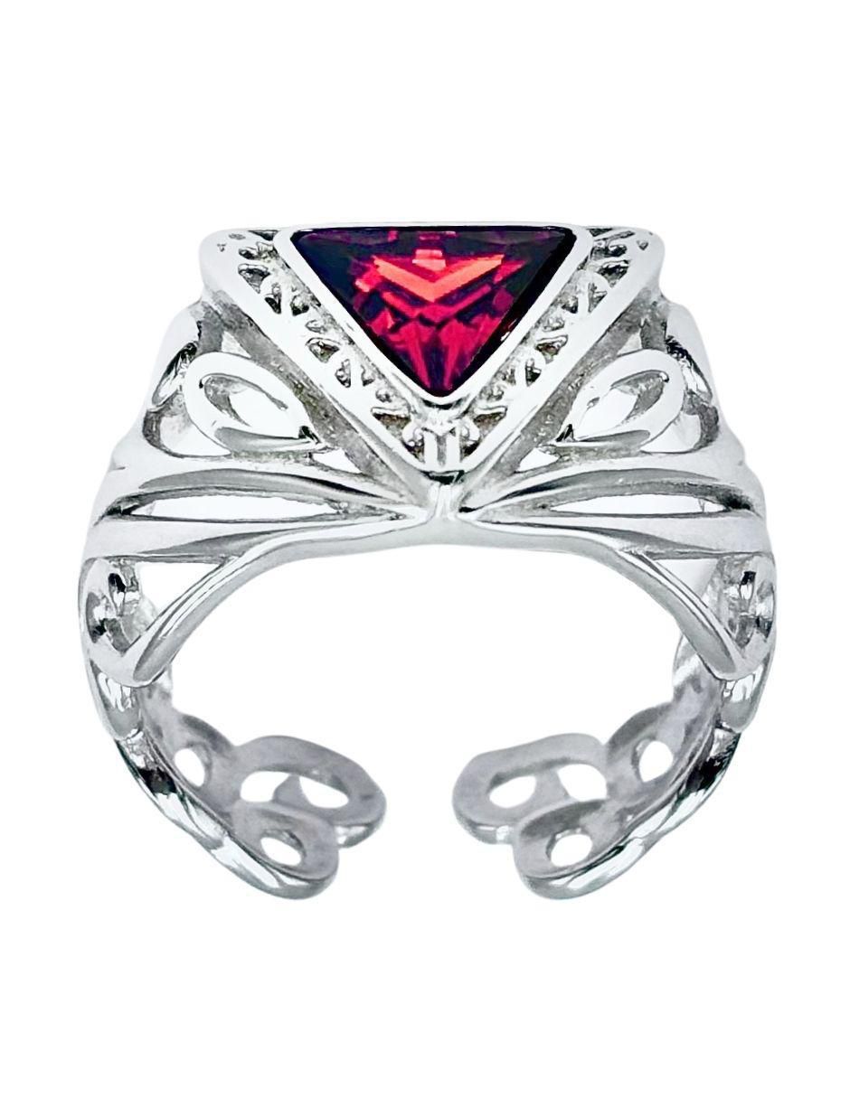 Anillo triangular Brillo P 925 de plata zirconia troquelado