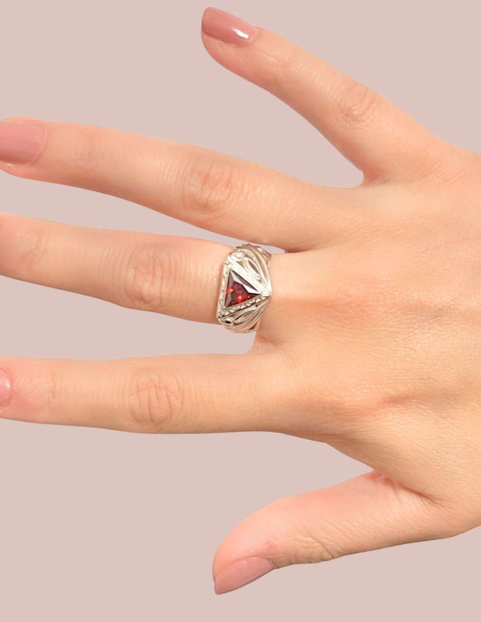 Anillo triangular Brillo P 925 de plata zirconia troquelado 6