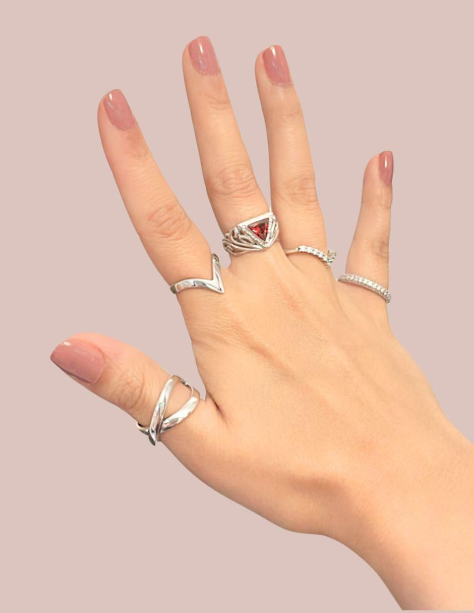Anillo triangular Brillo P 925 de plata zirconia troquelado 8