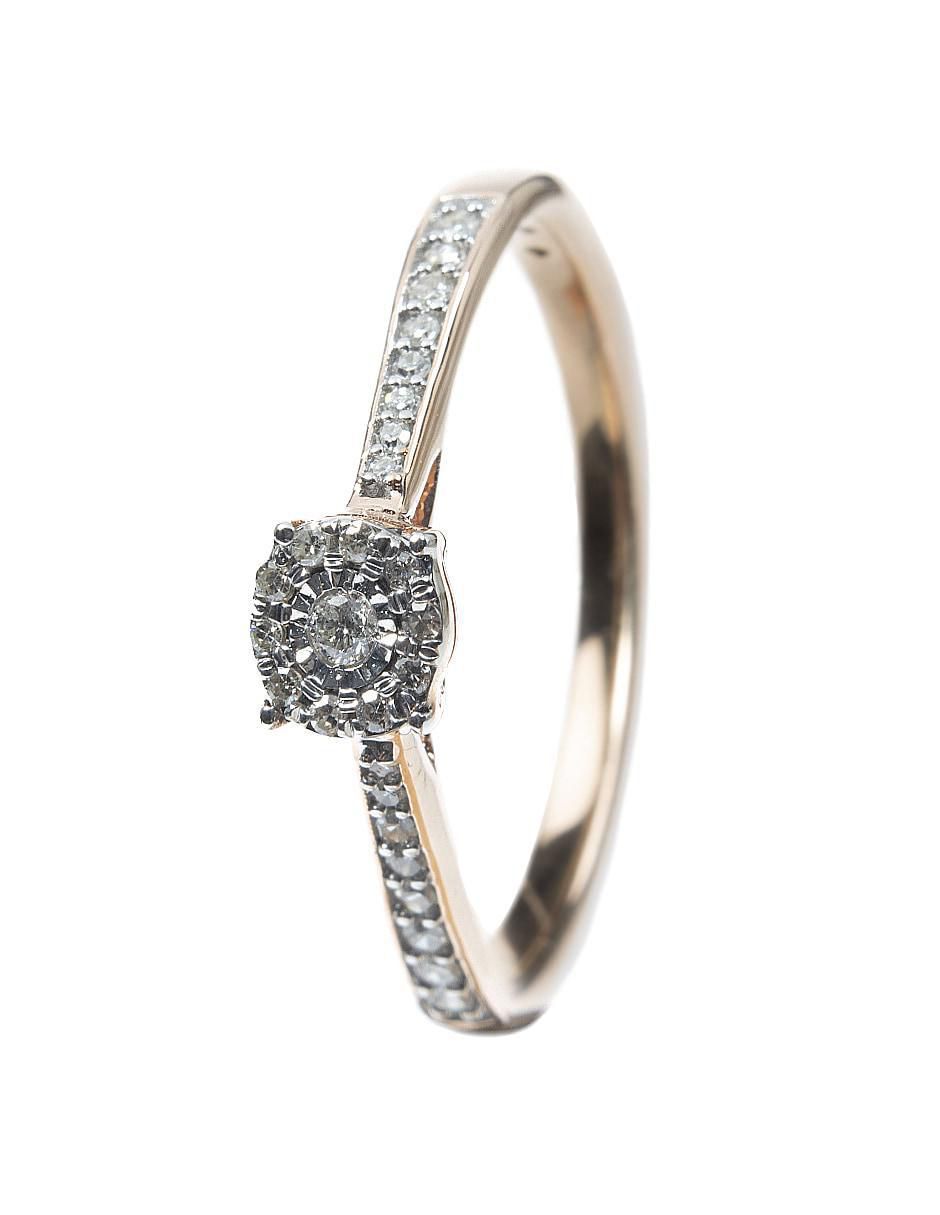 Anillo 14 k de oro diamante brillante