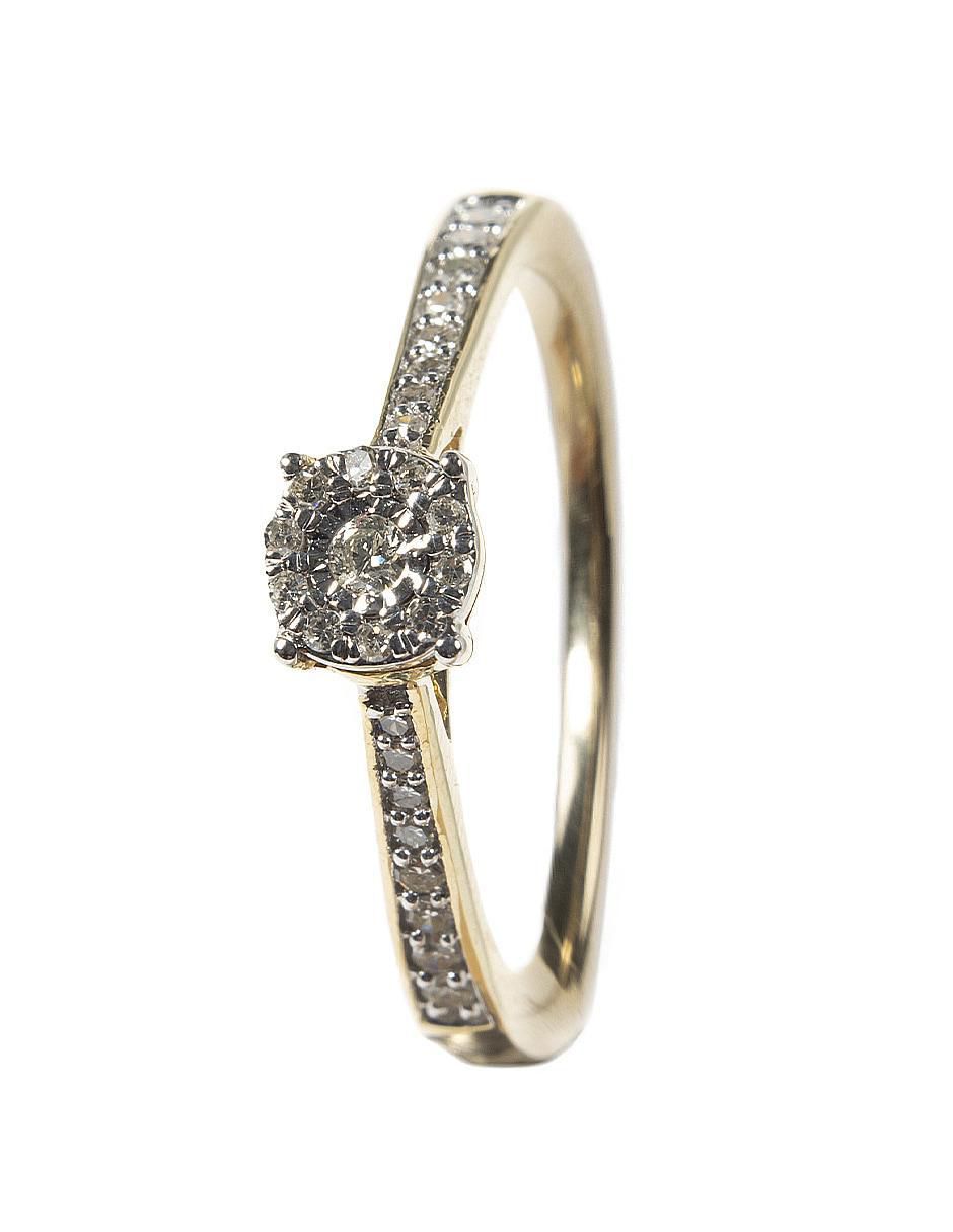 Anillo 14 k de oro diamante brillante