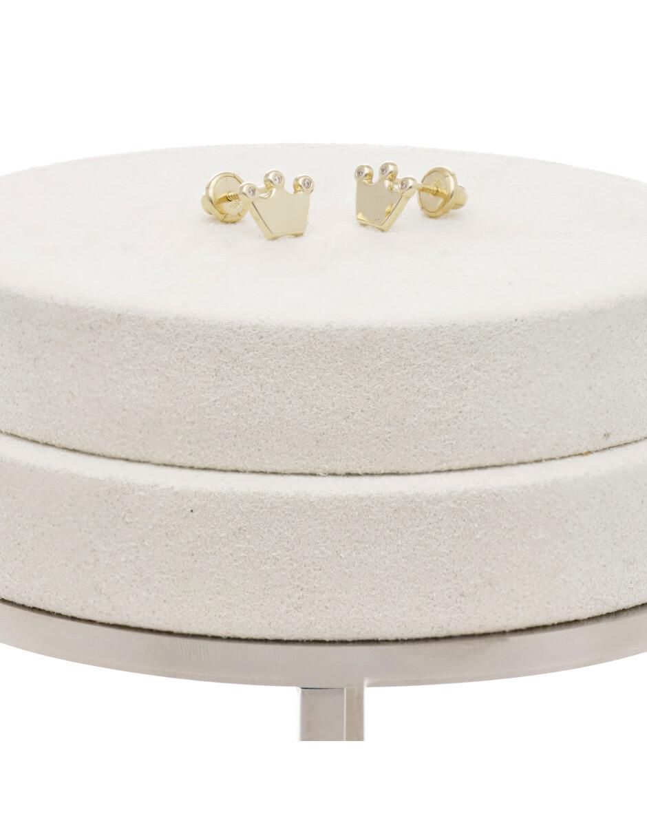 Broqueles de corona de oro amarillo con acabado brillante zirconia 2
