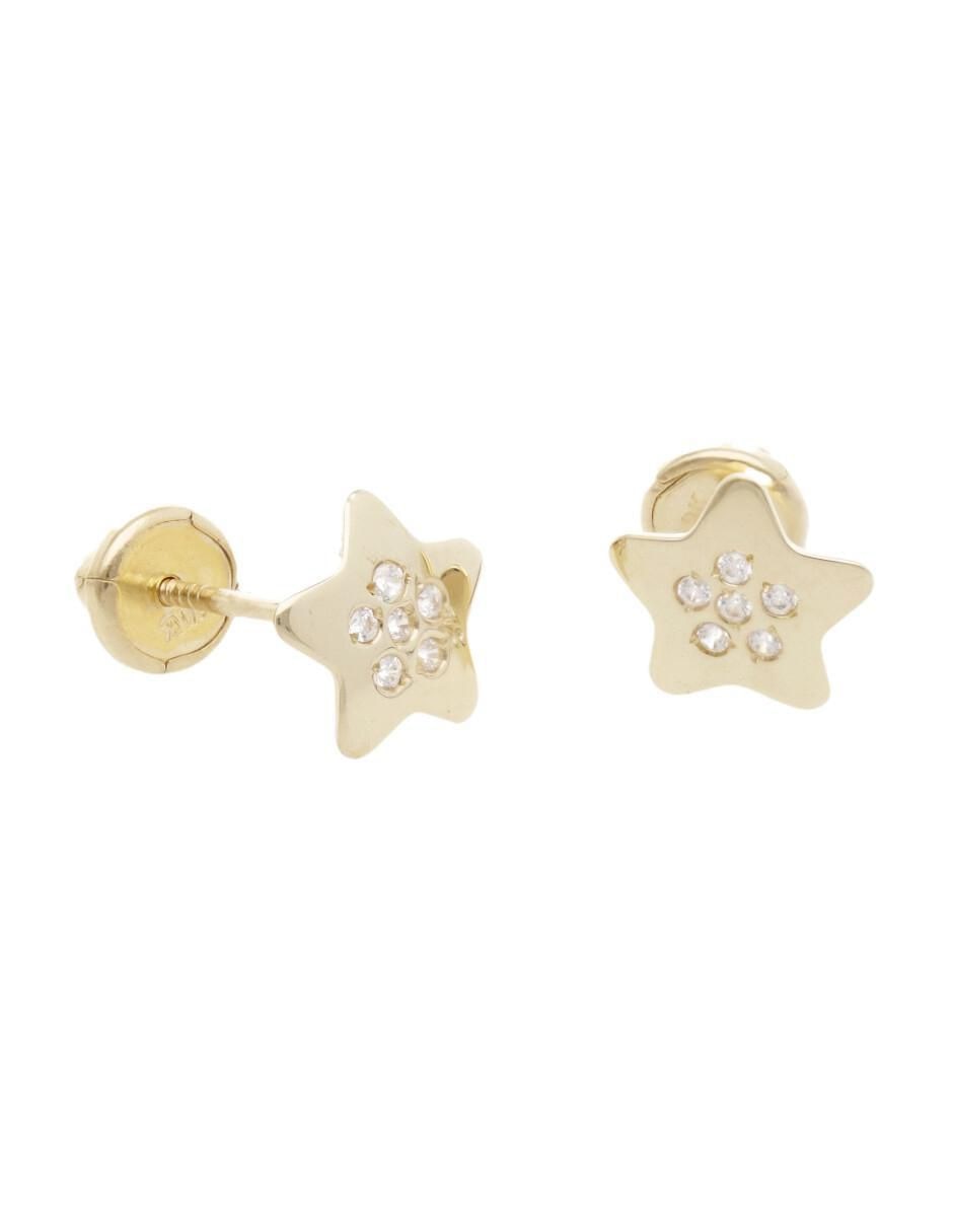 Broqueles de estrella de oro amarillo con acabado brillante zirconia Broqueles de estrella de oro amarillo con acabado brillante zirconia
