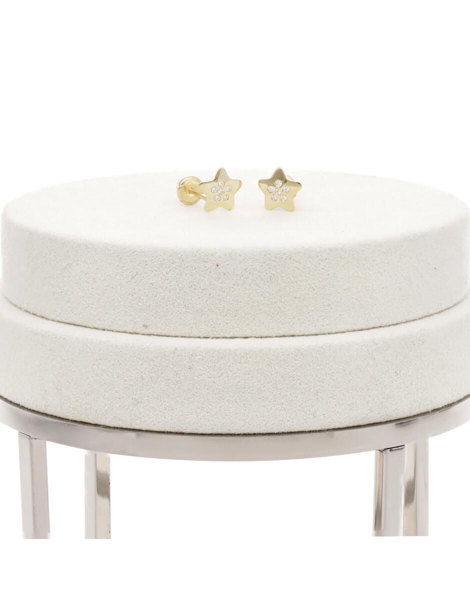 Broqueles de estrella de oro amarillo con acabado brillante zirconia 3