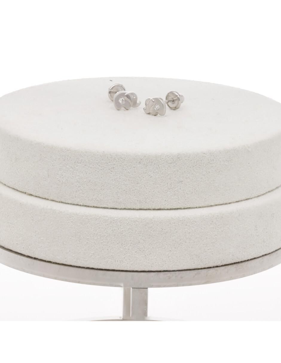 Broqueles de elefante de oro blanco con acabado brillante zirconia 2