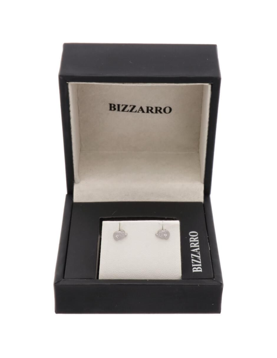 Broqueles de elefante de oro blanco con acabado brillante zirconia 3