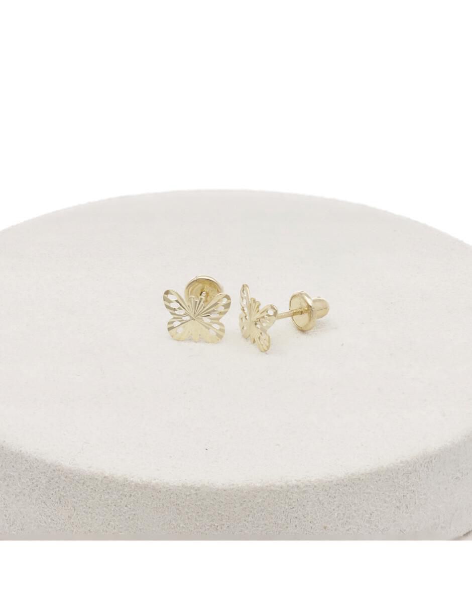 Broqueles de mariposa de oro amarillo con acabado brillante 2