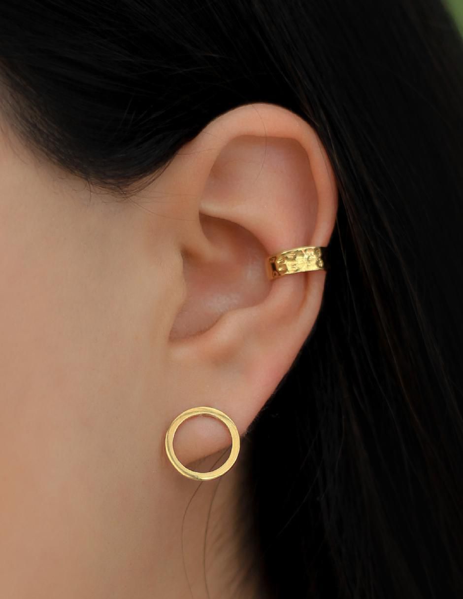 Aretes redondos de plata P 925 con acabado baño de oro 4