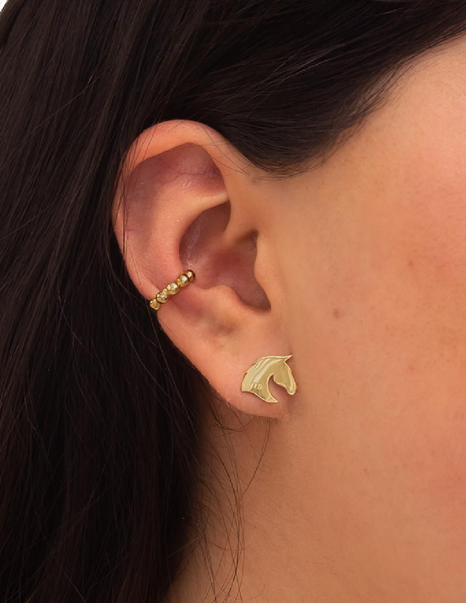Aretes redondos de plata P 925 con acabado baño de oro 4