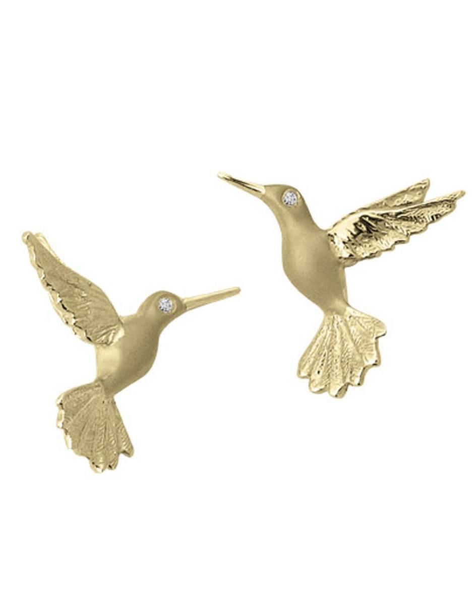 Broqueles de colibrí Animales de oro diamante