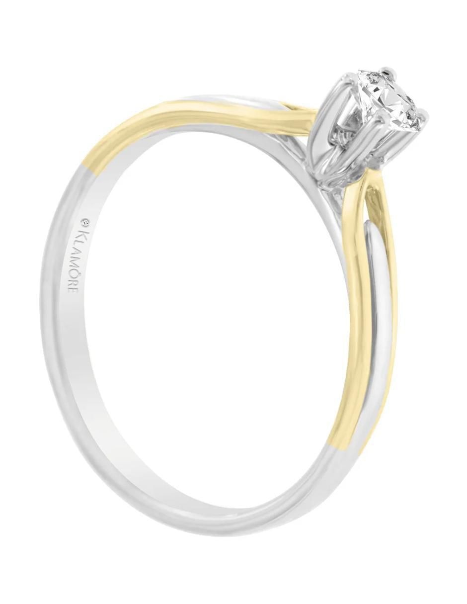 Solitario de oro 14 K Klamore Fabianne diamante